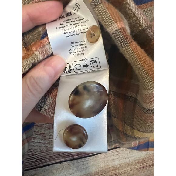 Sezane Coline Shirt Folk Check Print Size French 34 US 2 Western Ruffle Plaid - Picture 10 of 11